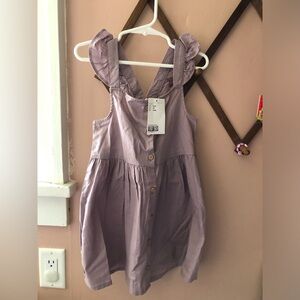 H&M Girls Cotton Ruffle Trim Sleeveless Purple Dress 6